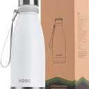 koodee 12 oz Stainless Steel Water Bottle for Kids, Double Wall Vacuum Insulated Flask Cola Shape Metal Water Bottles for School (White)