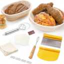 CODOGOY Banneton Bread Proofing Basket Set, Sourdough Bread Baking Supplies with 9" Round & 10" oval Handmade Natural Rattan Proofing Basket and Complete Bread Making Tools