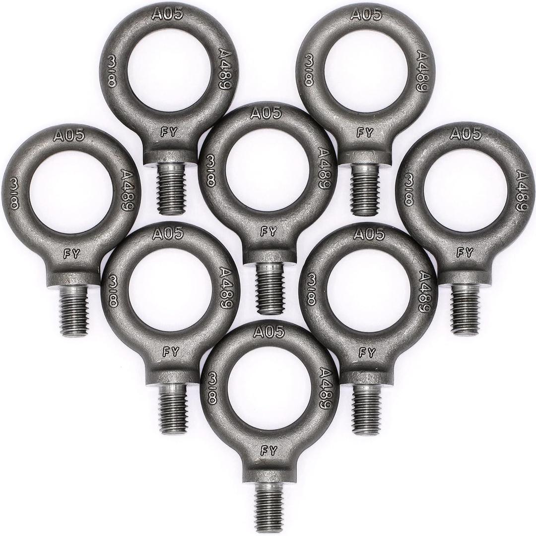 Box of 8 Pcs Lifting Shoulder Eye Bolts 3/8"-16 X 5/8" (Self Colored)