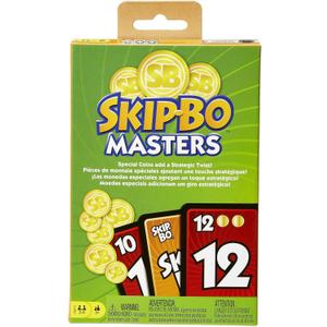 Mattel Games Skip-Bo Masters Card Game for Adults, Family Night & Parties, Play Numbers in Order for 2 for 6 Players