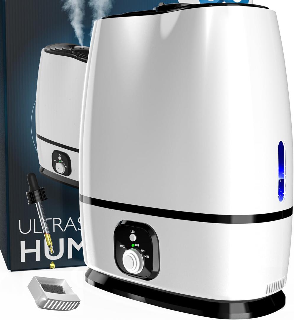 Everlasting Comfort Cool Mist Humidifiers for Bedroom 6L - Humidifier Large Room No-Filter, Quiet Air Humidifier for Plants, Allergies, Dry Skin, Congestion, 50 Hr Run Time, Easy Clean