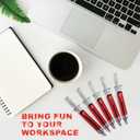 Red Syringe Pens - Fun & Retractable BallPoint with Black Ink - Smooth Writing, Comfortable Grip & Lightweight Novelty Pens - Perfect for Nurses, Doctors | 12PCS