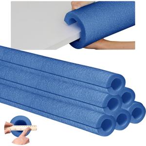 Hanaive 6 Pcs Jumbo Pool Foam Noodles Bulk 40 Inch x 4.1 Inch Large Swimming Noodles Tube Hollow Core Swim Noodle for Floating Craft Projects Pre Slit Clamp Protection Padding Bumper (Blue)