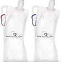 Survivor Filter Collapsible Water Bottles, Canteens (32oz) 2 Pack (2L Total) - Durable Carabiners and Handles. Squeeze Water Through a Filter or Use as Water Bottles