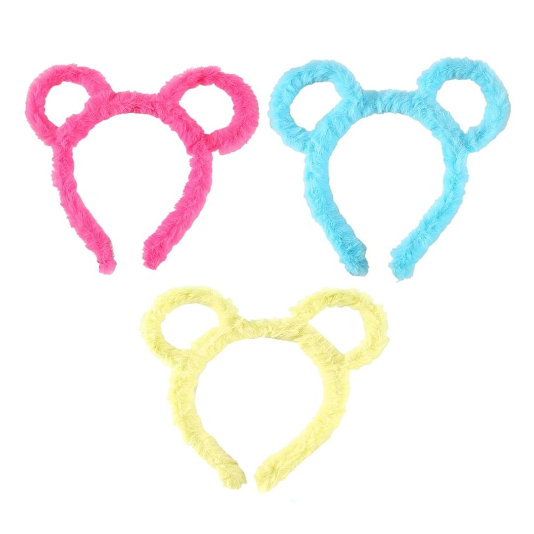 3 Pcs Plush Bear Ear Headbands Stretchy Fluffy Animal Ear Hairbands for Women Girls Party Cosplay Christmas Theme Daily Wear Cute Hair Accessories