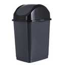 Superio Medium Trash Can with Lid 4.5 Gallon Plastic Swing Top Garbage Can Slim Waste Bin for Under Sink/Cabinet, Laundry Room, Kitchen, Office, Bedroom, Bathroom, College Dorm, 18 Qt, Grey