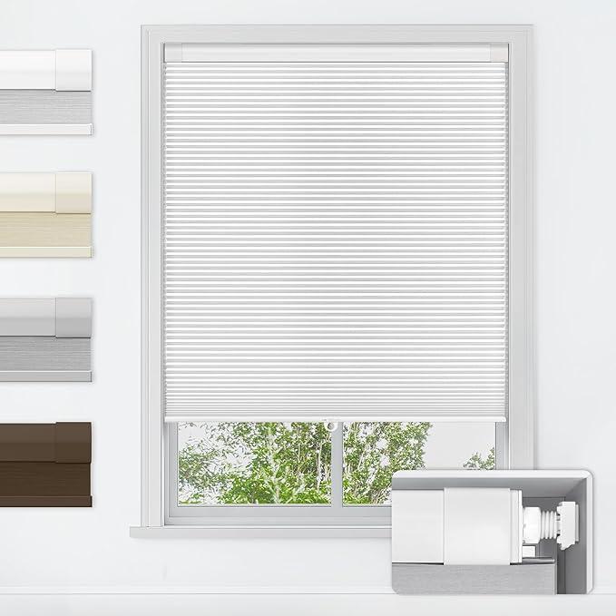 LazBlinds No Drill Cordless Cellular Shades, 40" W x 64" H, White
Blackout Fabric Protects Privacy, With Thermal Insulation & Noise Reduction, Safe Cordless Design for Kids & Pets