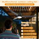 52 inch Outdoor Ceiling Fan with Lights,IP65 Waterproof Gazebo Fan with Remote, Farmhouse Rustic Ceiling Fans,Plug in Hanging Ceiling Fan with 3CCT 6-Speeds for Patio Porch Pergola