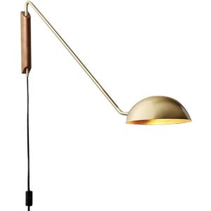 Plug in Wall Sconce, Industrial Swing Arm Wall Lamp, Flexible Reading Lamp, Classy Wall Mount Lamp for Bedroom Living Room (Gold)