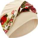 XYIYI Knot Chemo Headwear for Womens Cancer Patients, Stretchy Chemotherapy Headwraps Beanie Hats (Beige)