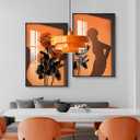 Orange Danish Modern Pendant Lamp, 3-Layer Shade Scandinavian Ceiling Light, Metal Flush Mount Fixture for Dining Table, Kitchen Island, Hallway, D13.8" * H8.2"/ 35* 21cm