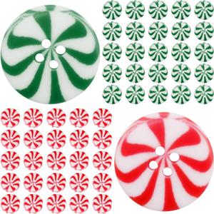 50Pcs Christmas Candy Decorative Buttons, Sewing Christmas Buttons for Clothes Decorations Winter Double Color Christmas Candy Buttons Decors, Xmas Candy Craft Supplies for Home Party DIY