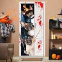 2 x Halloween Door Cover, Funny Dog Join in The Fun Front Porch Sign Banner, Halloween Decoration and Supplies for Home