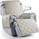 TAOCOCO Waterproof Recliner Chair Covers 30 Inch Wide, Oversized Recliner Covers for Recliner Chair with Pocket, Recliner Slipcovers with Straps Furniture Protector for Kids Pets (30'', Cream)