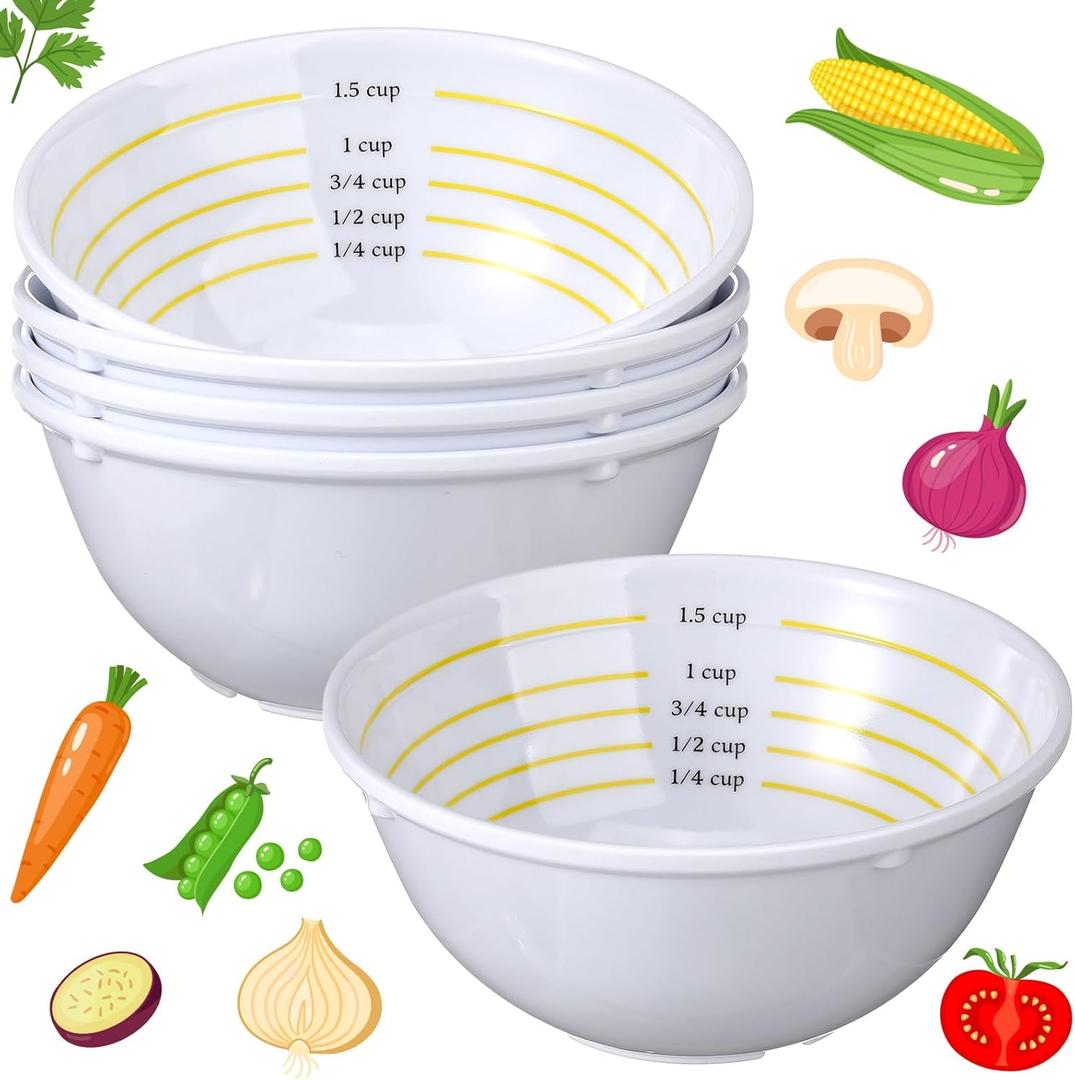 Nuogo 4 Pcs Portion Control Bowl Measuring Bowls Food Measuring Cups Portion Control Containers For Adults Weight Loss Bariatric Diabetes Healthy Eating(Classic Style)