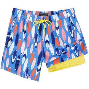 SURF CUZ Mens Swim Trunks with Compression Liner 5" Swim Shorts Quick Dry Bathing Suit Swimming Trunks Zipper Pockets Small 