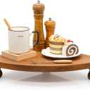 Corner Counter Wood Shelf, Rustic Pedestal Stand, Farmhouse Corner Shelves Stand, Tray Riser for Coffee Bar, Bathroom Countertop Organizer Corner, Centerpiece Display Riser for Kitchen (Wooden)