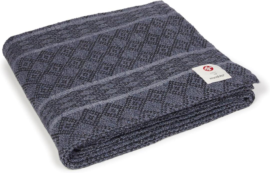 Manduka Yoga Cotton Blanket - Yoga Prop and Accessory, Roll, Fold, Stack to Support, Made of Cotton, 68 inch (172cm), Thunder Grey