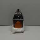 DECORKEY Candle Lanterns Decorative Indoor & Outdoor, 12'' Vintage Moroccan Hanging&Tabletop Lantern, Christmas Halloween Metal Candle Holder for Home Front Porch Patio Decor (Amber)