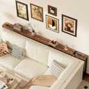 SUPERJARE 110.2 Inch Sofa Table with Power Outlets and USB-C Ports, 5.9 Inch Narrow Console Tables, Entryway Hallway Couch Tables with Storage, Behind Sofa, Small Spaces, Living Room, Rustic Brown