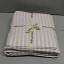 MooMee Striped Duvet Cover Set 100% Washed Cotton Linen Like Textured Breathable Durable Soft Comfy (Heathered Greyish Pink Classic Stripes, Oversized Full 82"x86")