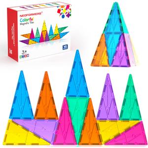 Magnetic Tiles Building Block Set: 16PCS Isosceles Triangle Expansion Pack Construction Building Blocks, Starter Set for Kids Ages 3+ (Nf-t16)