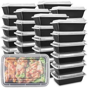 50 Pack- Meal Prep Containers Reusable 24oz, Plastic Food Prep Containers with Lids, Leakproof To Go Food Containers for Leftover, BPA-Free, Microwave/Dishwasher/Freezer Safe