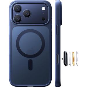 TORRAS Stronger Magnetic & Shockproof for iPhone 17 Pro Max Case, Fit for MagSafe, Military Grade Drop Protection, Camera Control, DIY Button, Slim for iPhone 17 Pro Max Case Translucent Deep Blue