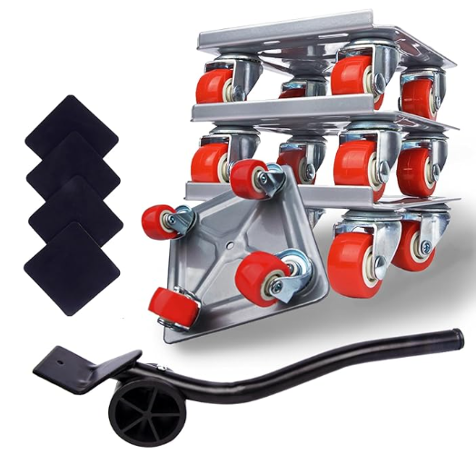 Furniture Dolly Sliders, Furniture Movers with 360° Rotation Wheels, Furniture Lifter Tool Set, Upgraded Carbon Steel Panel Dolly, Suitable for Moving Heavy Furniture, Appliances, Cabinet, Fridge