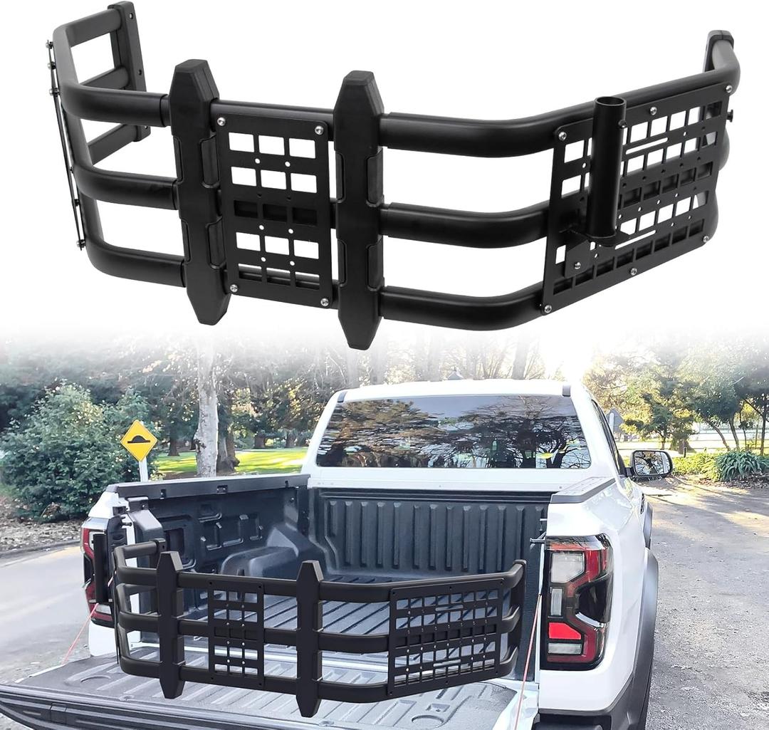 Upgraded Truck Bed Extender Fit for Ford Ranger 2019-2025 Aluminum Tailgate Extender, with Molle Panel and Flagpole Bracket