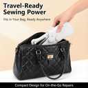 Portable Handheld Sewing Machine for Adults - Mini Hand Held Sewing Stitching Machine for Beginners - Small Electric Cordless for Quick Fabric Home Travel Clothes Pants DIY Fabric Denim (White)