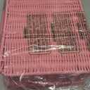 Mini Wicker Picnic Basket, Decorative Prop Suitcase Vintage Storage Hamper Makeup Organizer, 11.5" Metal Lock Rattan Storage Box with Handles for Sundries Travel Camping and Outdoor Party (Pink, L)