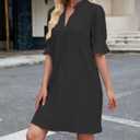 PerZeal Shirts Dress for Women V Neck Short Sleeves Casual Flowy Summer Beach Vacation Shifts (M)