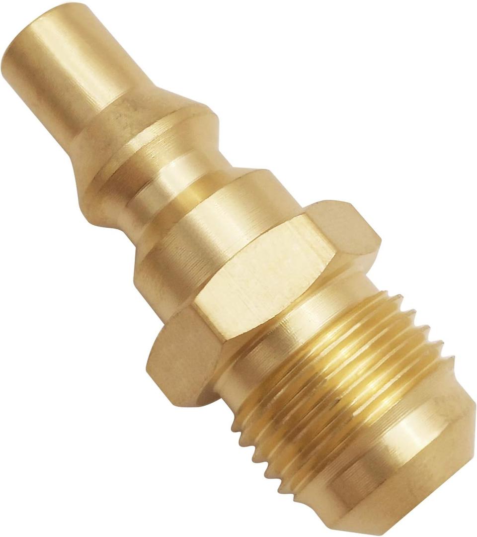 MENSI 3/8" Male Flare X 1/4" Quick Connect Plug for Female Flare Propane Extension Hose Hook RV Gas Supply