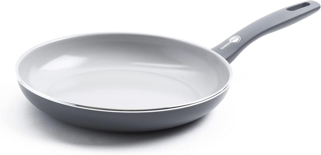 GreenPan Dover Healthy Ceramic Nonstick, 10" Frying Pan Skillet, PFAS-Free, Dishwasher Safe, Comfort Grip Handle, Grey (Gray)