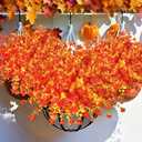 Artificial Fall Flowers Outdoor UV Resistant 8 Bundles Faux Flower and Plants Fake Autumn Mums Plastic Greenery Shrubs for Outside Planter Porch Window Boxes Garden Decoration (Orange)