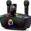 Bluetooth Karaoke Machine for Adults & Kids, 80W Portable Speaker with 2 Wireless Microphones, Echo Adjustment, Support USB/AUX/TF Card, for Outdoor/Indoor Gathering Gifts