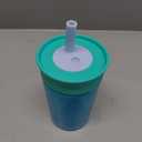 Owala Kids BPA-Free Plastic Tumbler with Spill Resistant Flexible Straw, Easy to Clean, Kids Water Bottle, Great for Travel, Dishwasher Safe, 15 Oz, Teal and Aqua (The Blues)