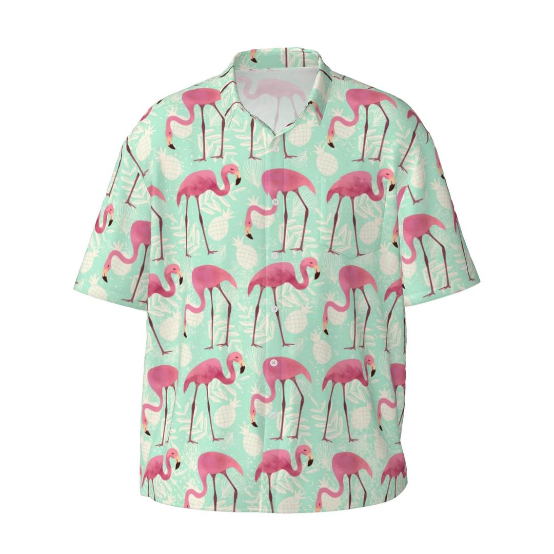 Yesad Mens Hawaiian Shirt Short Sleeve Button Down Tropical Shirts Casual Summer Beach Shirt (XL, Flamingo)
