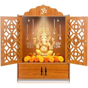 Wooden MDF Temple Mandir, 51x37x27 cm, Pack of 1