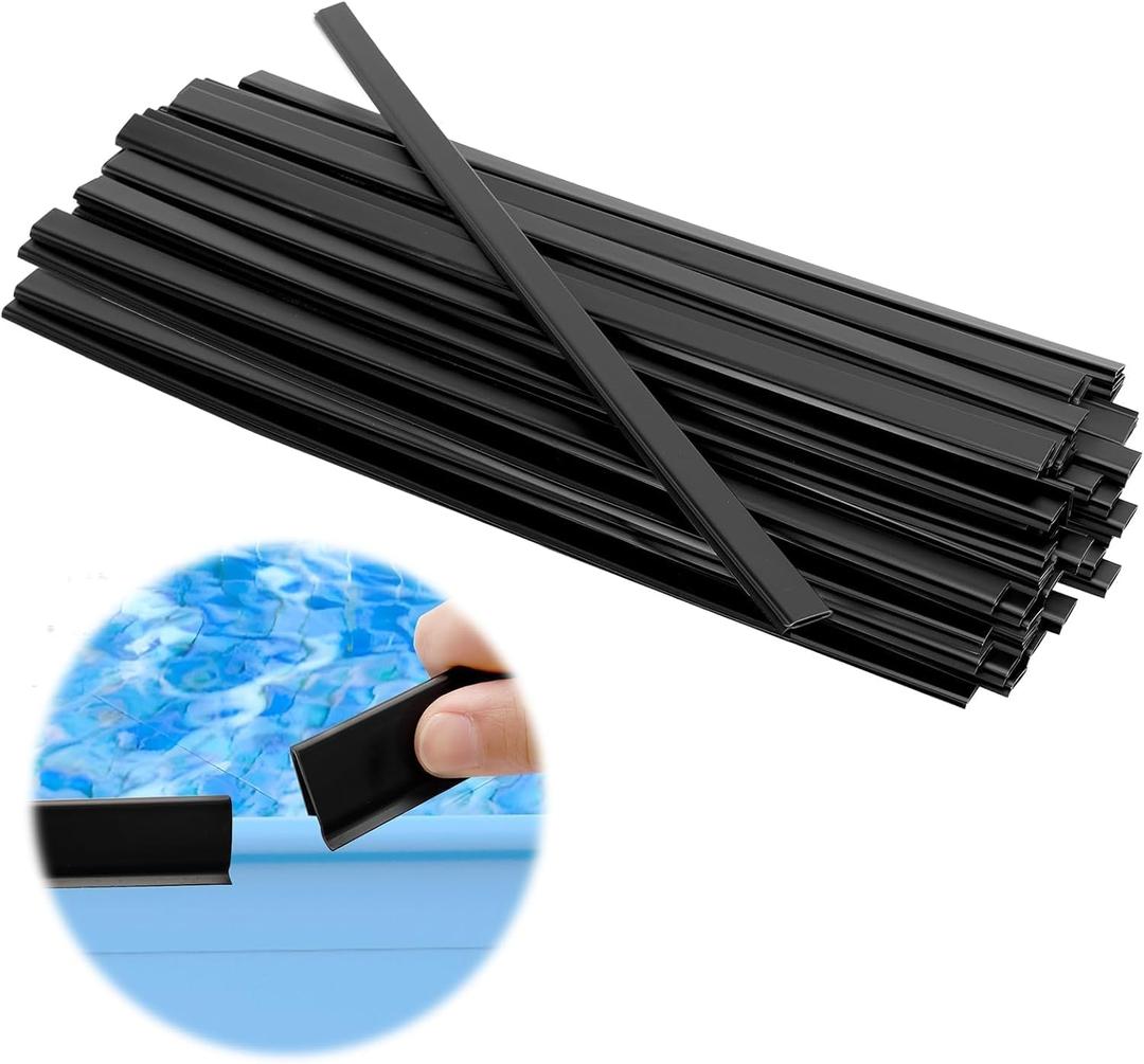 72PCS Coping Strips for Overlap Above Ground Pool Liner Coping Strips,Pool Coping Clips Replacement Kit for 28ft Round Pool (Black)