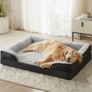 LEXTRO Orthopedic Dog Bed for Extra Large Dogs, Egg Crate Foam Bed for Extra Large Dogs, Equipped with Removable Waterproof Pillow Cover and Anti-Slip Bottom, Pet Bed (Black)