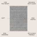 JONATHAN Y Boho Vintage Diamond Gray/Ivory Indoor Area Rug 3X5 ft, Moroccan Hype for Living Room, Bedroom, Kitchen, Office, Easy-Cleaning, High Traffic, Pet-Friendly, Non-Shedding (MOH101C-3)
