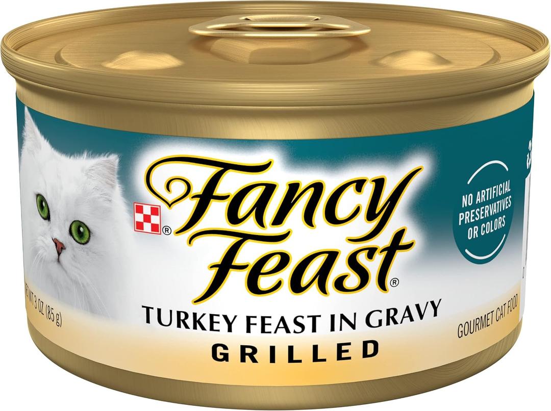Purina Fancy Feast Grilled Wet Cat Food Turkey Feast in Wet Cat Food Gravy - (Pack of 24) 3 oz. Cans (EXP 04/01/28)