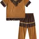 LATOBREATH Boys Kids Halloween Indian Costume Thanksgiving Outfit With Headband, 6T