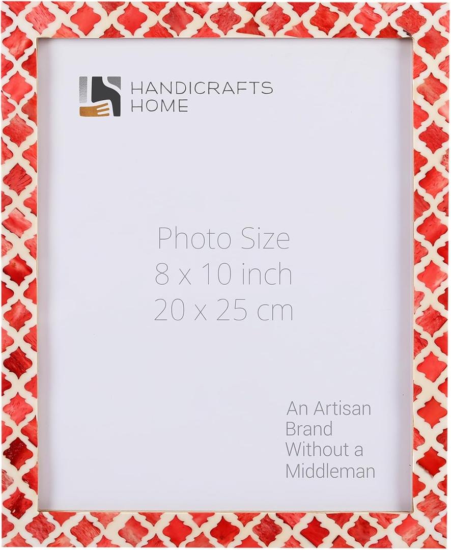 Handicrafts Home 8x10 Picture Frames - Vintage Style Wall Hanging & Desk Decor - Farmhouse Photo Frames Ideal for Living Room Office & Home Decor Large Picture Frame for Diploma & Wall Decor, Red