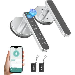 Fingerprint Door Lock, Finger Print Door Knobs Thumbprint Door Knob with App Control/Fingerprints/IC Cards/Codes/Keys, Smart Lock for Bedroom Home Apartment