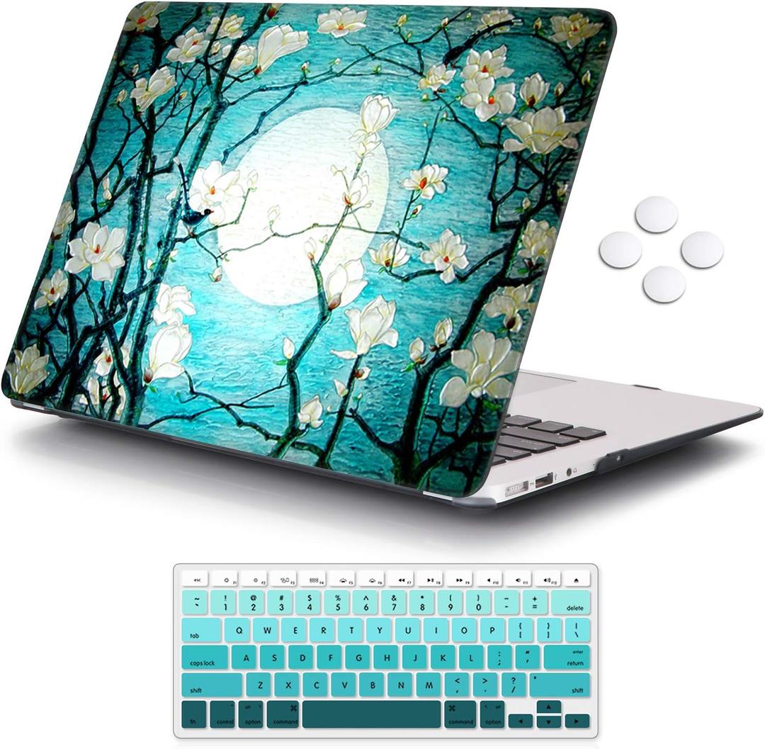 iCasso for MacBook Air 13 inch Case (Release 2010-2017 Older Version), Plastic Hard Shell Protective Case & Keyboard Cover Only for MacBook Air 13 Inch Model A1466/A1369-Cherry Blossom
