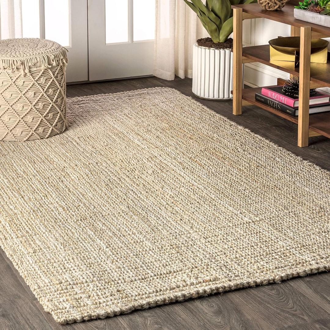 JONATHAN Y Hiro Hand Woven Chunky Jute Ivory Indoor Area Rug, 5x8, Bohemian, Transitional, Easy-Cleaning for Living Room, Bedroom, Kitchen, Pet Friendly, Non-Shedding (NFR103A-5)