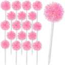 24 Pcs Foil Firework Pens Pom Pom Ballpoint Pens Bulk Happy Birthday Party Favor Supply Glitter Tinsel Princess Pen Goodie Bag Stuffer Christmas Wedding Party Decorations Gift(Pink) (Silver, Pink, Purple)